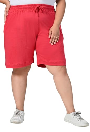 Image of Women's Plus Size Bermunda Shorts | Knee Length Cotton Short | Half Pants for Womens
