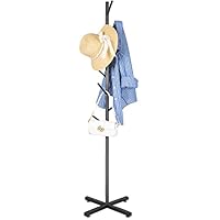 ZOZOE Modern Metal Coat Rack Stand, Coat Rack Freestanding with 8 Hooks, Coat Racks Easy to Assemble, Black Coat Hall Tree Hanger Stand for Jacket, Bag, Hat, Entryway