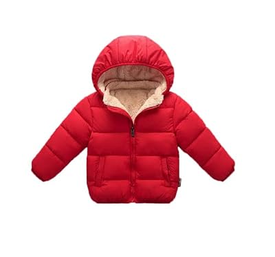 Tricycle Clothing Kids Boys & Girls Unisex Warm Full Sleeves Quilted Furr Jacket With Hood (2-3 Years, red)