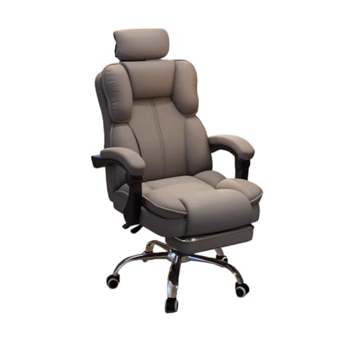 ゲーミングチェア オットマン付き 椅子 pcチェア ヘッドレスト付き 140°リクライニング げーみんくチェア デスクチェア ハイバック ヘッ gaming chair PUレザー 防水・防汚・通気性 高さ調節可能 蒸れない座面 (グレー)