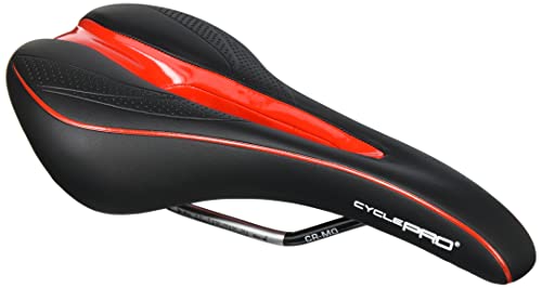 CYCLE PRO 自転車 サドル 穴あき フロー コンフォート向け ブラック/レッド 298g クロモリレール ロード マウンテン MTB クロスバイク CP-SD3256