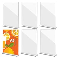 Acryl Aufsteller, A5 Acryl Schilderhalter, 6 Stück Werbeaufsteller, Tischaufsteller, Acryl Tischaufsteller,Werbeaufstellerfür Restaurants Speisekarten Dokumente Büro