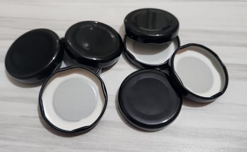 Image of Pure Source India Metal Lug Cap Lid for Glass jar and Milk Bottles, Rust Free, Airtight, Food Grade Caps- 10 Pieces, 42 mm, Black