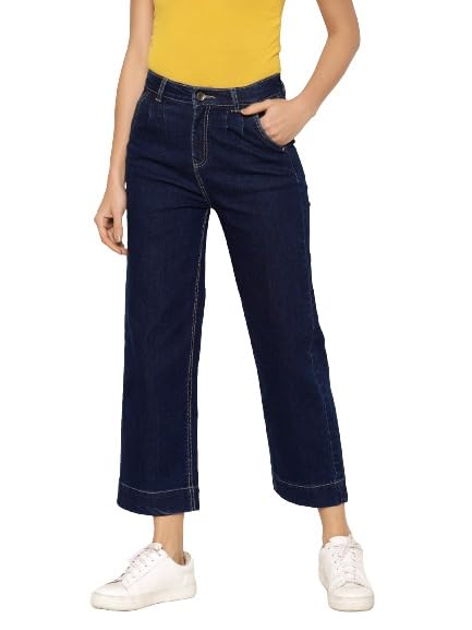 Jeans Women Navy Blue Flared Mid-Rise Clean Look Jeans-image-3
