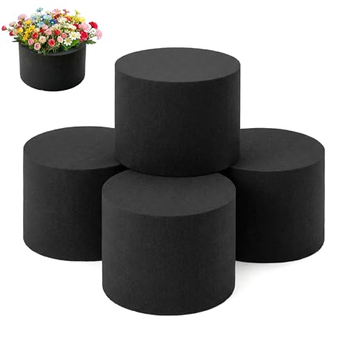 Reusable Floral Foam Round Blocks Black Flower Foam Round for Artificial & Dried Flowers Dry Floral Foams Styrofoam for Artificial Flowers (4Pack 3)