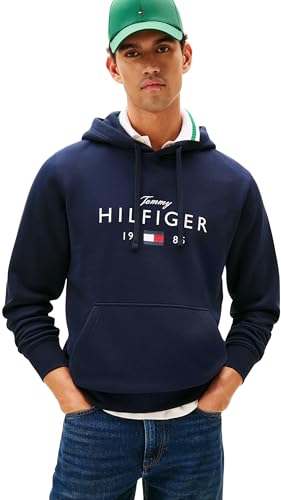 Tommy Hilfiger Brand Love Big Hilfiger Hoodie Mw0Mw41427 Sudadera con Capucha, Blue (Desert Sky), M para Hombre
