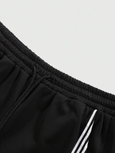 QJQ Men's Wide Leg Baggy Sweatpants Vintage Y2K Striped Track Pants with Pockets Casual Streetwear4