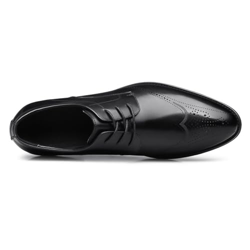 Men's Lace up Elevator Leather Dress Shoes Autumn Winter Business Black Comfortable Soft Sole Office Wedding Dad Work Footwear2