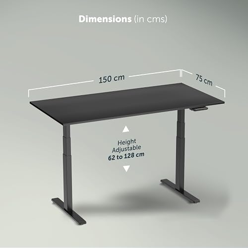Image of JIN OFFICE Titan Premium Dual Motor 3-Stage Electric Height Adjustable Desk| Sit Stand Table for Home| Standing Desk with 125Kg Wt. Cap, 3 Year Warranty| 3 Memory Presets| Black & Black| 1200 * 750mm