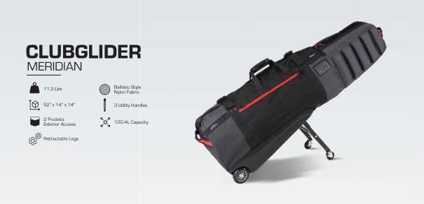 Sun Mountain ClubGlider Meridian Golf Travel Bag - 4-Wheel Rolling System, Extendable & Retractable Legs for Easy Transport, Effortless Travel & Maneuverability - Image 6