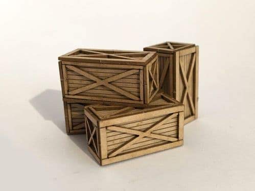 Scale Model Scenery LX113-OO 6ft x 3ft Wooden Shipping Crate (Pack of 4) For OO Scale Model Railway Layouts & 1:76 Diecast Dioramas