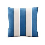 Austin Horn Classics Sunbrella Cabana Stripe White/Blue, Zippered 18-inch x 18-inch Pillow Cover ONLY (Set of 2) Indoor/Outdoor, Fill Sold Seperately