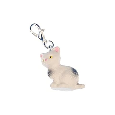 Miniblings Katzenbaby Encanto de lengüeta de Arrastre de Remolque Gatito Gato Gris de Goma Blanca Cover