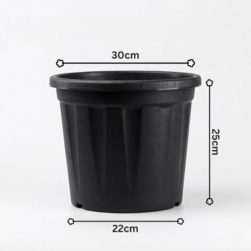Image of 12 Inch Heavy Duty Plastic Planter | Grower Pot /Garden Pot for Home & Garden (Black) (Pack of 2)