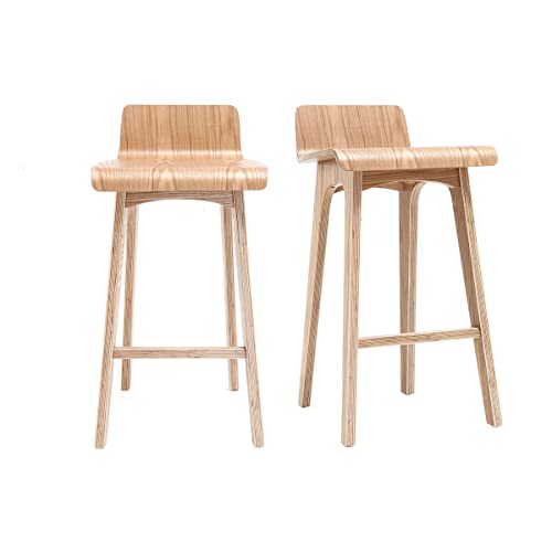 Miliboo Tabourets de Bar scandinaves Bois Clair H65 cm (Lot de 2) BALTIK