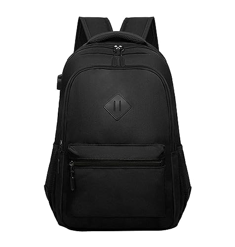 Mochila escolar unisex para adultos y adolescentes con puerto USB para escuela secundaria, universidad, trabajo, viajes, mochilas grandes para la escuela secundaria, Negro, Talla única