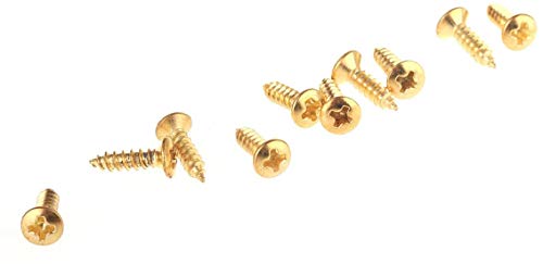 3mm Electric Guitar Bass Pickguard Backplates Tremolo Cover Plates Mounting Screws for Fender Strat Tele ST TL SG LP Guitar Replacement, Gold (Pack of 30)