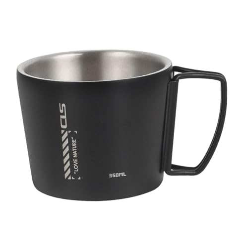 Mug de camping acier inoxydable double paroi anse pliable noir - 7