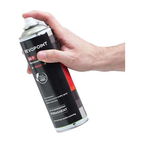 Revopoin 3D Scanning Spray for 3D Scanners, Semi-Permanent Until Wiped, for Reflective, Transparent, Black or Highly Textured Surfaces, 500ml, AB-P Cover