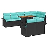 vidaXL Garten-Sofa-Set mit Speicher 9 pcs Schwarz Poly Rattan, Garten und Terrasse, Modularer Outdoor-Sofaset, wetterfeste Rattanmöbel, robuste Sitzgelegenheiten zum Entspannen
