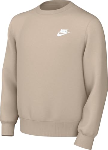 Nike Sportswear Club Fleece Big Kids' Sweatshirt (FD3006-126, Sanddrift/White)