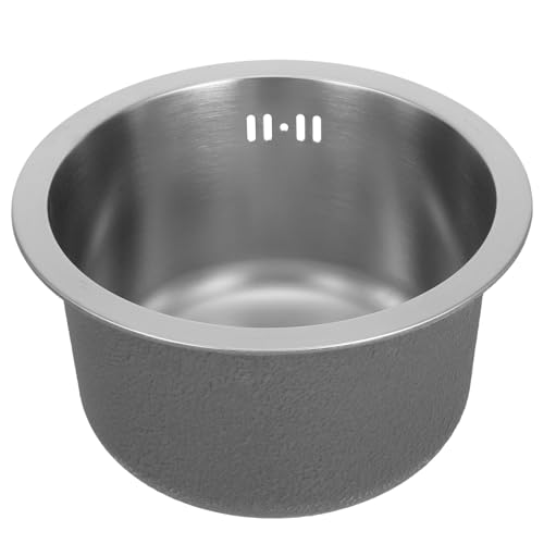 Mikikit Évier Rond INOX Cuve Simple INOX Résistant Corrosion Installation sous Plan Poser Évier Bar Camping Cuisine Professionnelle