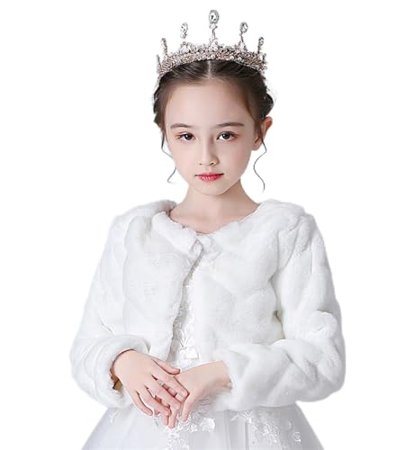 Girls Princess Faux Fur Wrap Shawl Cozy Flower Girls Bolero Shrug Winter Warm Cape Party Wedding Dress Up