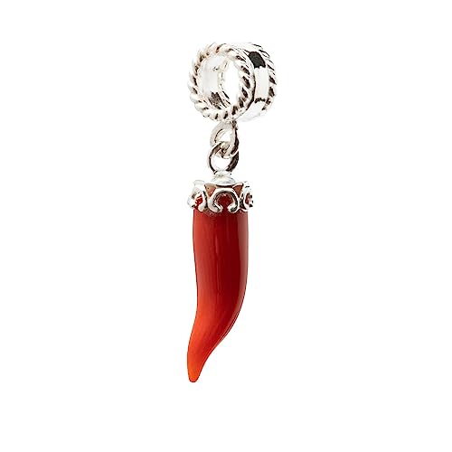 ITALIAN CHARM HORN in Mediterranean coral and silver by