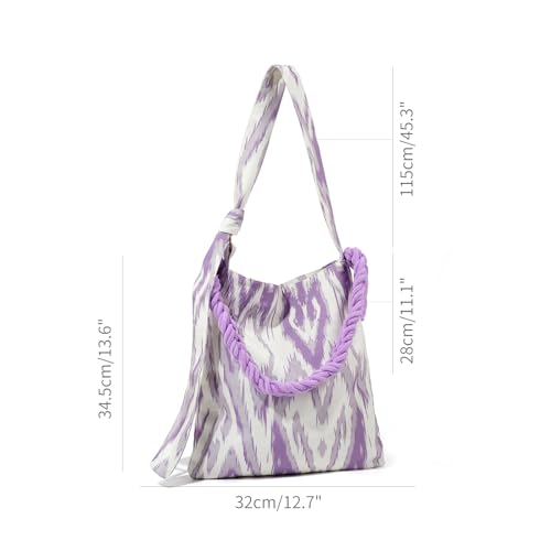 Image of Crossbody Bags for Women Canvas Beach Tote Bags for Travel Foldable Boho Ladies Handbags Cute Hobo Shoulder Purse