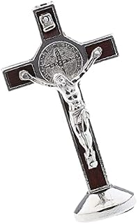 sharprepublic Crucifix Jesus Christ Cross Statue Figurine For Car Home Chapel Decor - Silver, as described