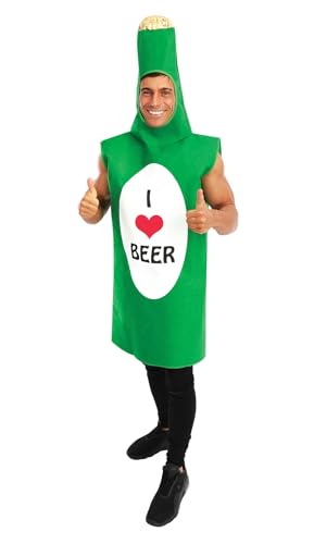 P’TIT CLOWN - 42937 - Déguisement I love Beer - Costume Beer Man - Déguisement Bouteille de Bière Adulte - Carnaval, Fête de la Bière, St Patrick,...