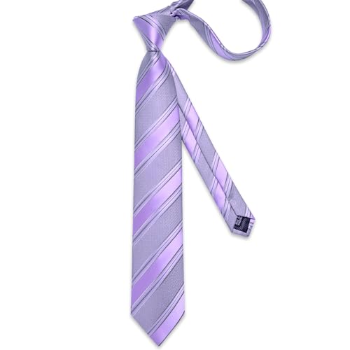 Image of DiBanGu Mens Striped Tie Silk Woven Necktie and Pocket Square Cufflinks Tie Clip Set Wedding Business Formal Gift Tie for Men