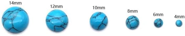 Miniatura 5 de 80 cuentas de cabujones naturales medio redondos con parte trasera plana, cabujones de colores mixtos turquesa para hacer joyas (0.157 pulgadas)