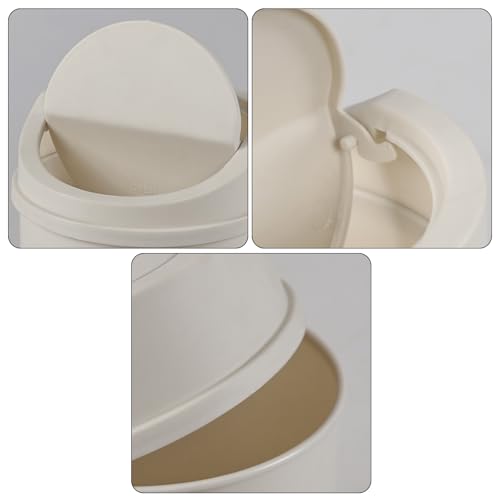 Papelera pequeña de plástico 0.5 gal blanca con tapa basculante miniatura 4