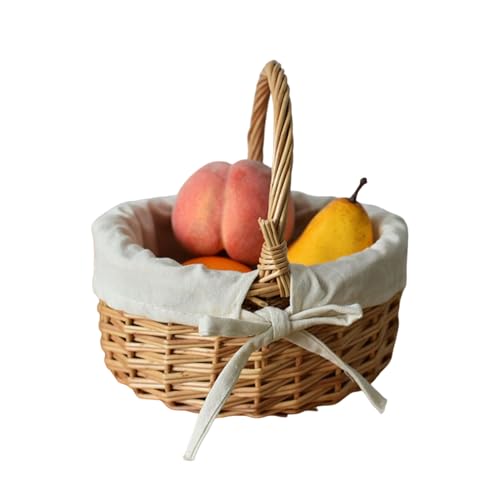 Canasta malvada | Canasta de almacenamiento tejido | Canastta portátil con mango | Forrado con tela, ideal para Pascua, juguetes, frutas, flores, organización, decoración del hogar