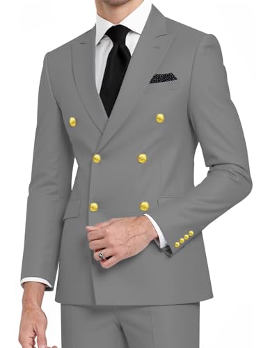 Men's Suit Double Breasted Suit Men 2 Piece Formal Slim Fit Blazer Pant for Wedding Prom Tuxedo