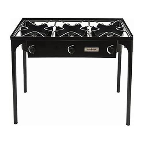 Three Burner High-Pressure Propane Gas Stove – 225,000 BTU Outdoor Cooker with Adjustable Heat Control, Heavy-Duty Cast Iron Frame, Portable Design for Camping, Tailgating, and Outdoor Events