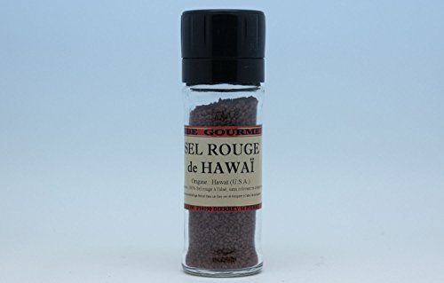 Aube-Gourmet Sel rouge de Hawaï en moulin rechargeable 90ml de 90 grammes