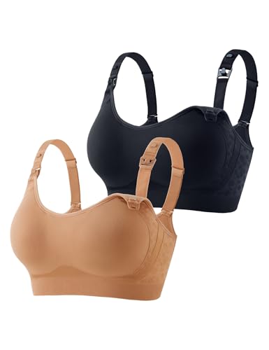 Image of HOFISH Nursing Bras for Breastfeeding, TwinClips Wearable Pump Bra Fixed Pad, Adjustable Support Maternity Bra for Pregnancy