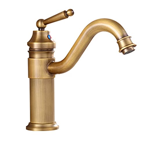 Robinet de salle de bain antique en laiton grand mitigeur lavabo monotrou