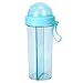 Produktbild oueaen Wasserflasche Trinken, 600ml tragbare Outdoor-Reise Sport Zwei Strohhalme Wasserflasche Dual-Use-Trinkflasche