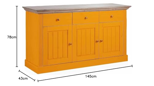 Image of APRODZ Solid Wood Alegre Sideboard Storage Cabinet for Living Room | Sunset Orange