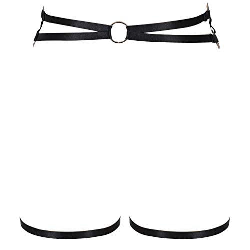 Woman Body Harness Garter Belt Punk Gothic Leg Harness Cage Dance Underwear Accessories(Black) #TOP2