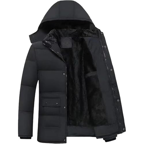 Manteau à capuche amovible épais homme hiver veste longue