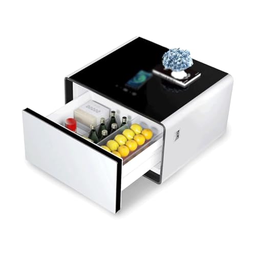 ZHANGshouf Mesita de Noche con Carga inalámbrica y refrigerador Integrado, Elegante mesita de Noche, Moderna Mesa Auxiliar para Dormitorio, Carga rápida de 15 W, versátil Mueble de Almacenamiento.