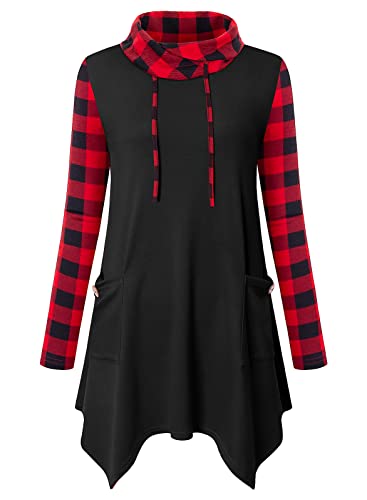 Image of Bulotus Womens Sweaters 2025 Winter Cowl Neck Long Asymmetrical Tunic Sweaters for Leggings Holiday Vacation Tops