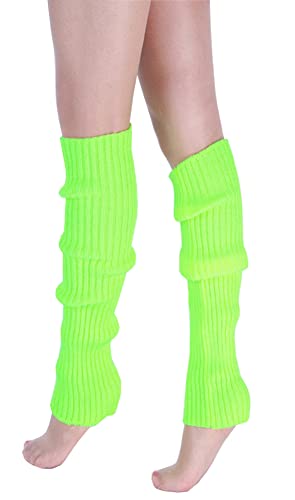 CHUNG Adult Women Juniors Knitted Leg Warmers Neon Party Accessory FluorescentGreen