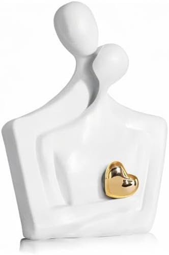 LCCCK Porcelain Romantic Couple Figurines Statue White Aesthetic Decorations Hugging Couple Sculptures - Modern Ceramic Sculpture Home Accents for Living Room Bedroom Coffee Table, Desktop, Bookshelf - Image 8