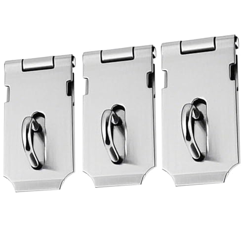 3 Pcs 2 Inch Hasp and Staple Door Padlock Hasp Rust Resistant Stainless Steel Padlock Hasp and Staple Locking Internal External Door Silver