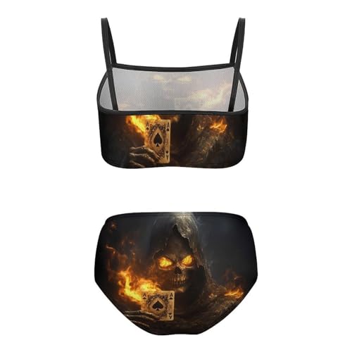 Death Holding Ace of Spades Girls Swimsuits Two Piece Bikini Sets Beach Sport Swimwear Bathing Suit2